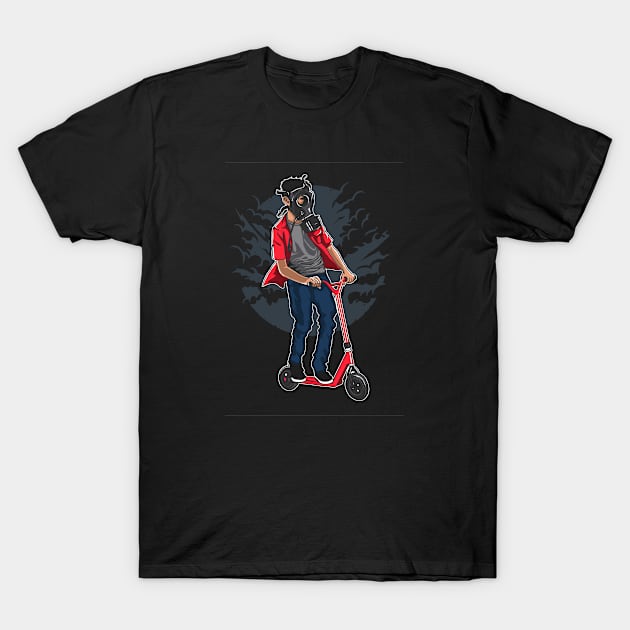 Gas Mask Scooter Rider T-Shirt by Rebus28